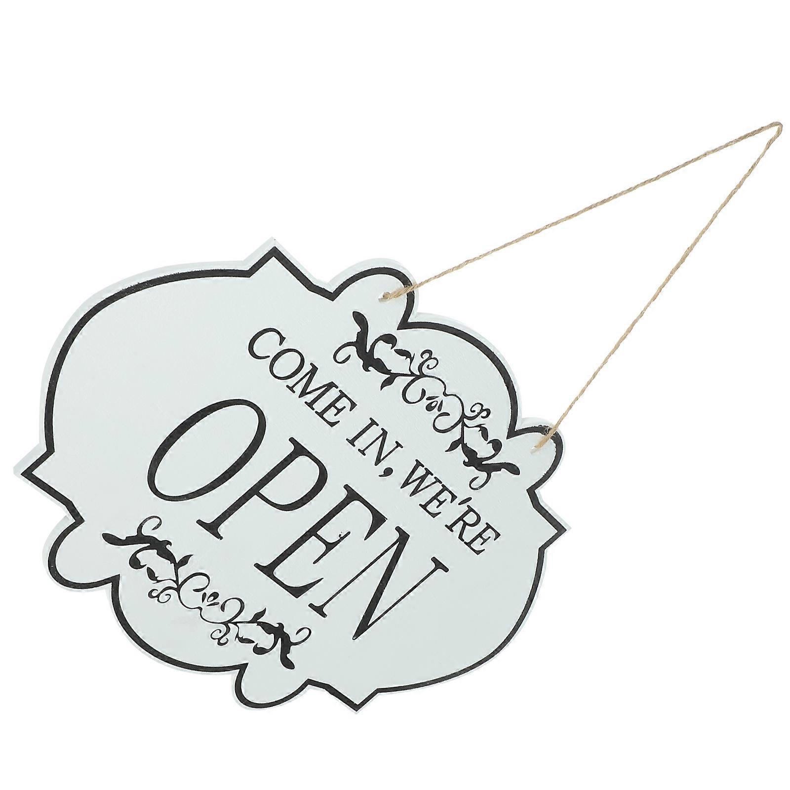 Wooden Double Sided Open Closed Sign for Business Retro Style White Decor Hanging Sign 6.3 x 9.4 inches