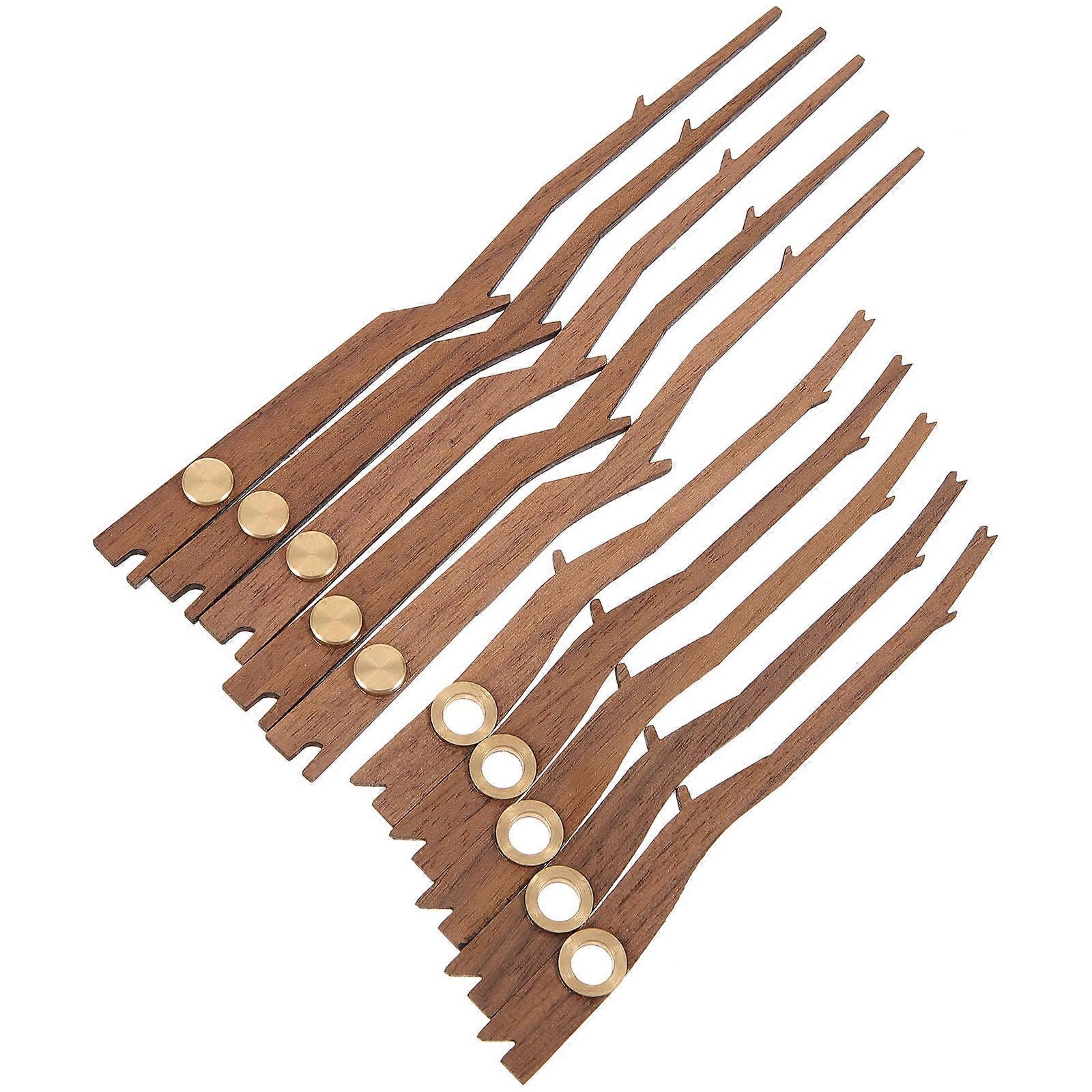 Wooden DIY Clock Hands Replacement Kit – 5 Sets, Walnut Style, Long Hands for Wall Clocks, Crafting and Repair – Easy to Install