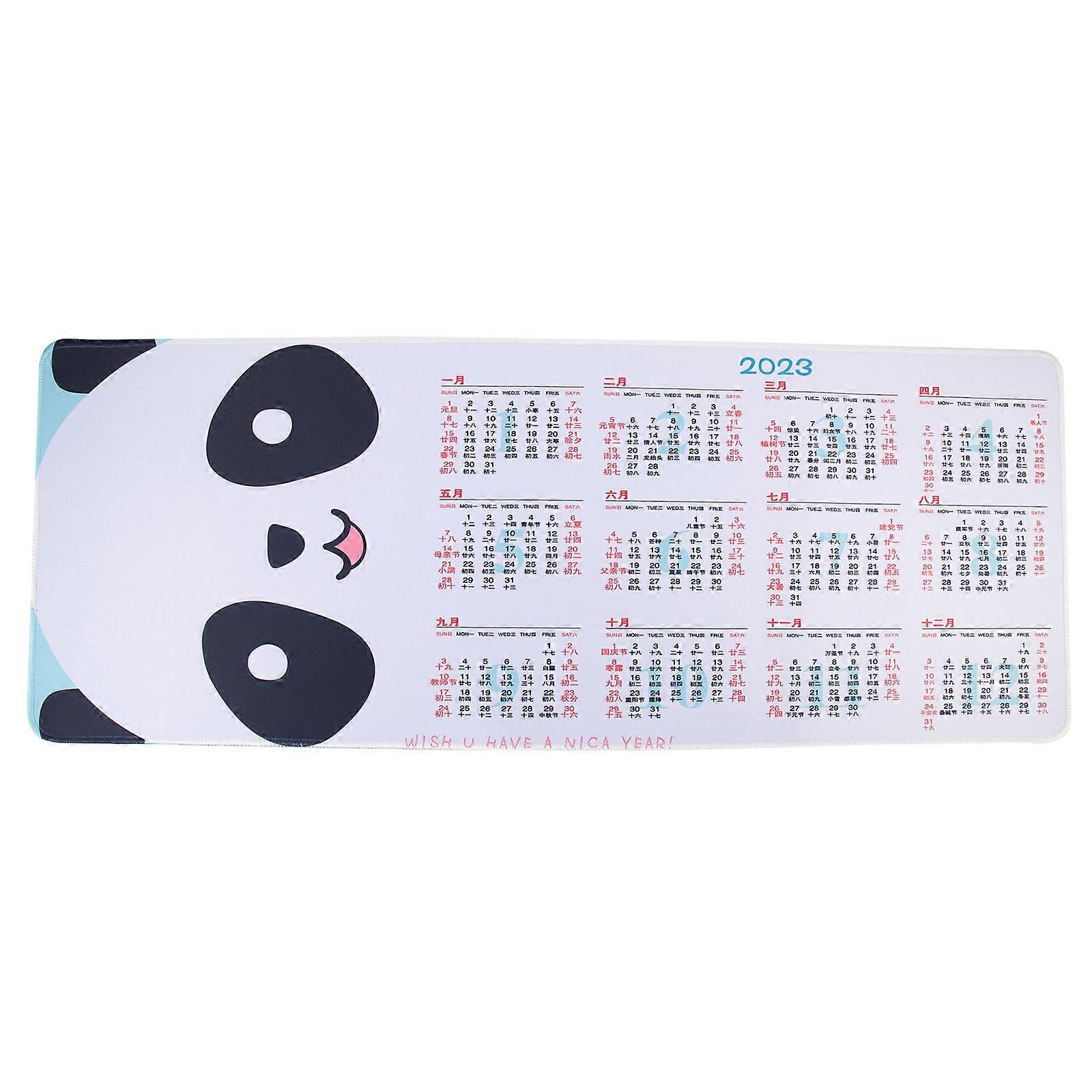 Mouse Pad For Computer Cartoon Design 2023 Calendar Printing Multi-Function Practical For Desk Mat 31.5X11.8X0.1In 1Set