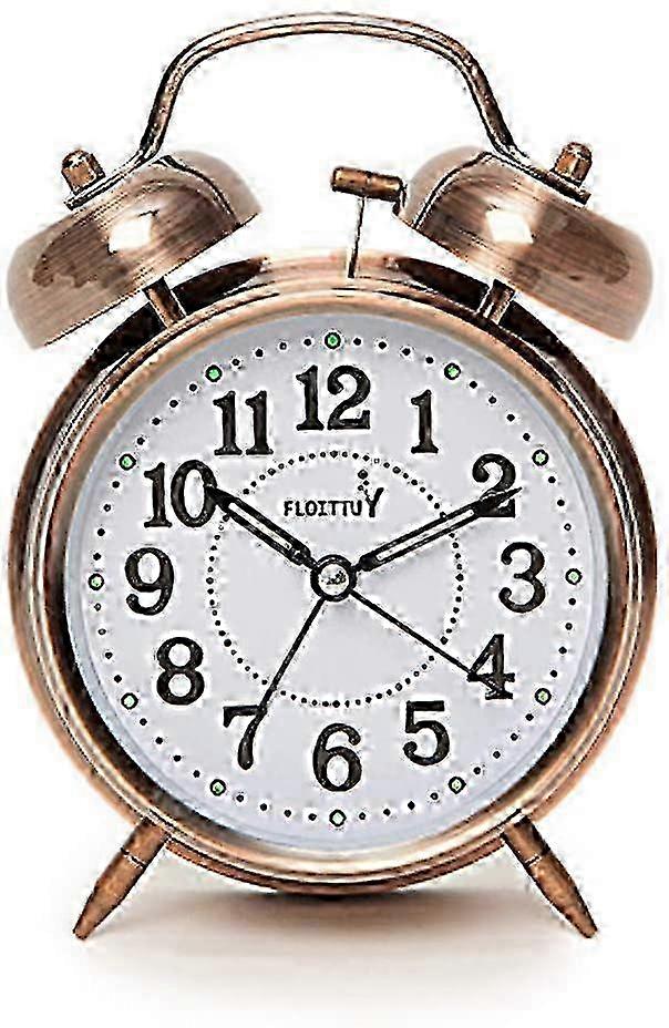 Loud twin bell alarm clock with backlight red-brown for heavy sleepers Edition 1110