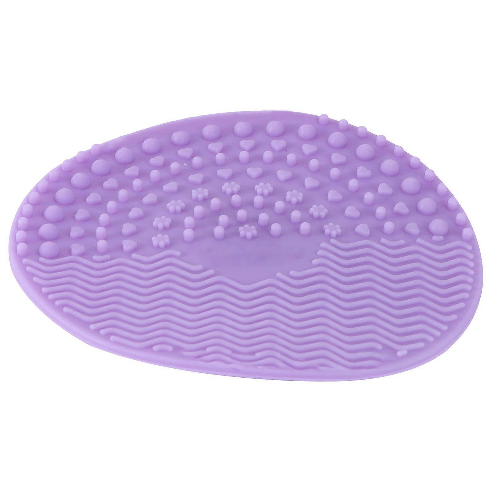 Brush Cleaning Mat Round Durable Practical Design For Women Purple 3.9×3.9×0.6in Water Filling Makeup Tool Scrubber 1Pack