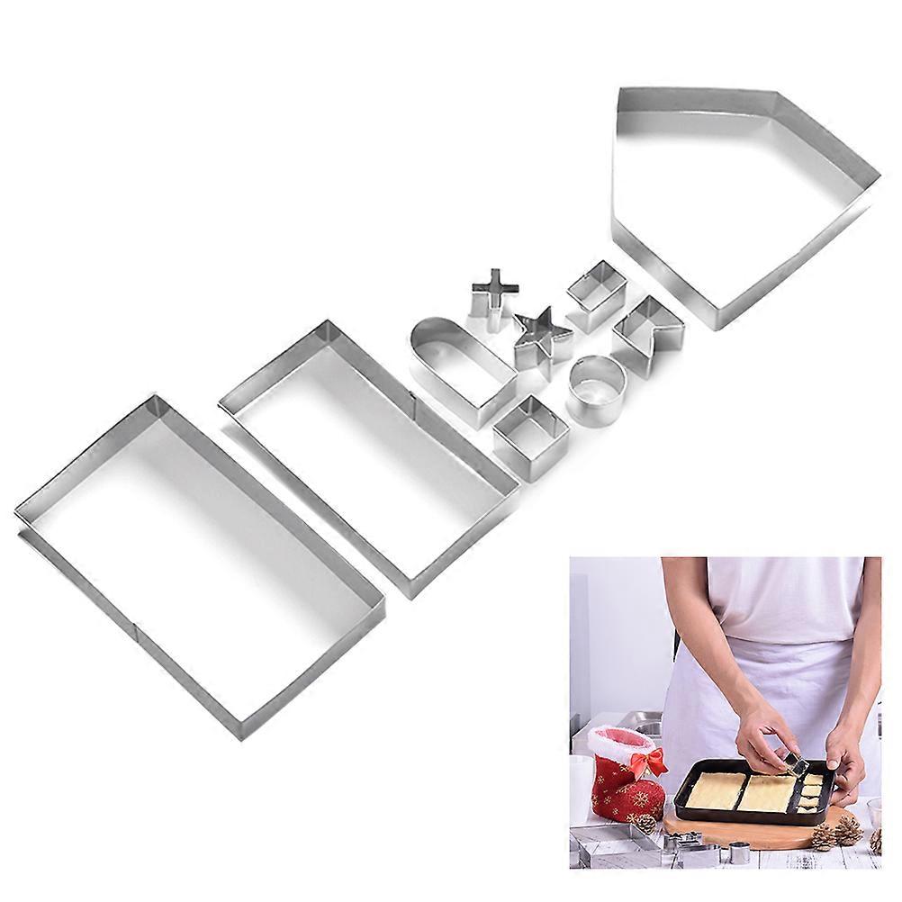 3D Christmas Theme Cookie Set Non-Stick Baking Tools Silver 10Pcs For Xmas Party