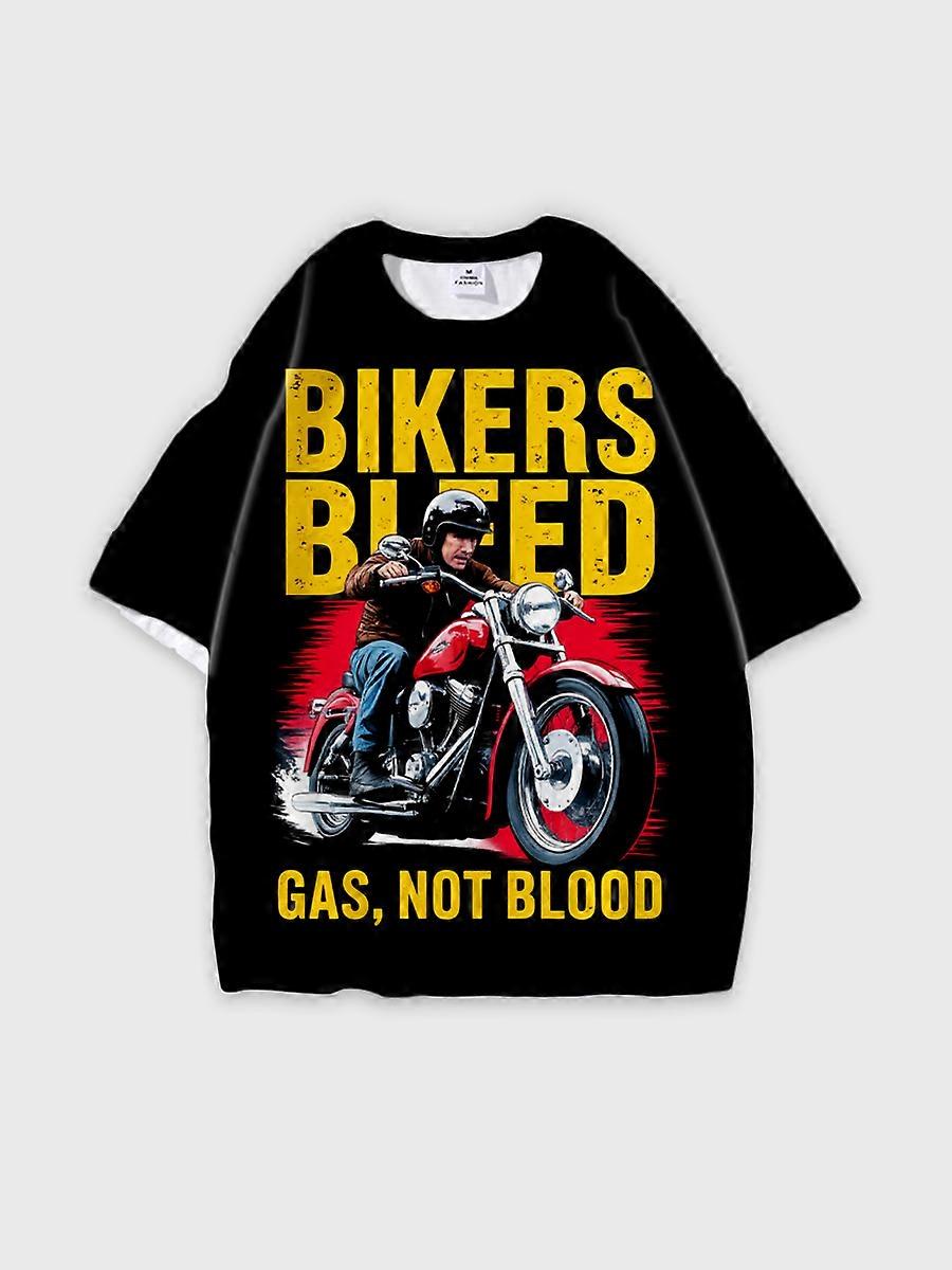 T-shirt round neck Pattern loose short sleeve E596