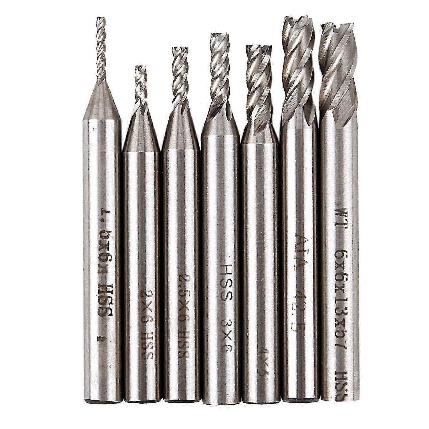 SWT 7Pcs HSS CNC 4 Flutes End Mill Milling Cutter Drill Bit Set 1.5 2 2.5 3 4 5 6mm
