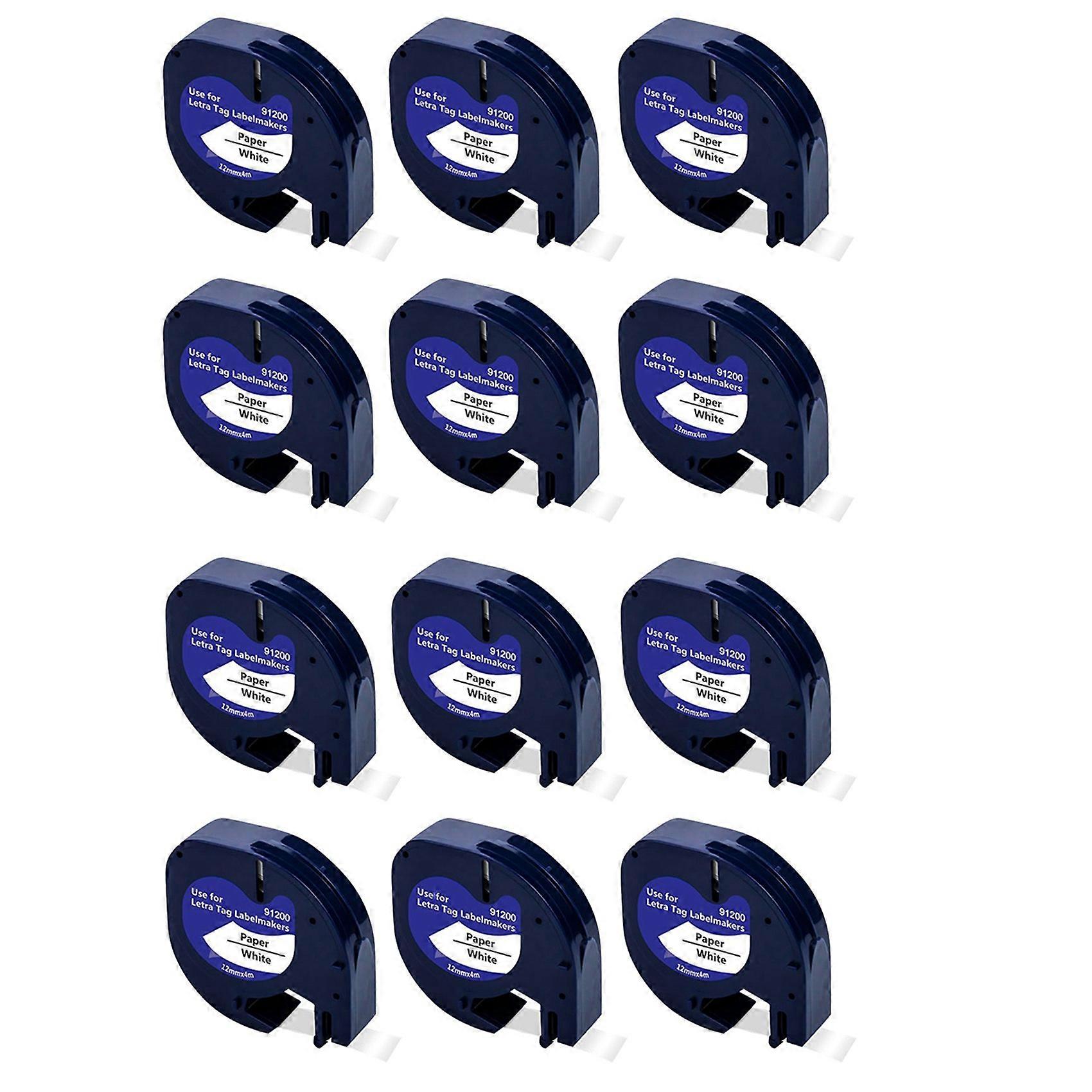 12Pc Label Tape Compatible with Label Maker Refill Paper Labeling Tape Black on White for 91330 1069