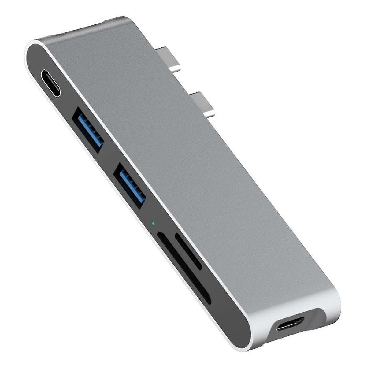 6-In-1 Multiport Adapter USB-C Hub to USB 3.0 40Gbps Thunderbolt Type-C 2xCard Reader Slots USB Type