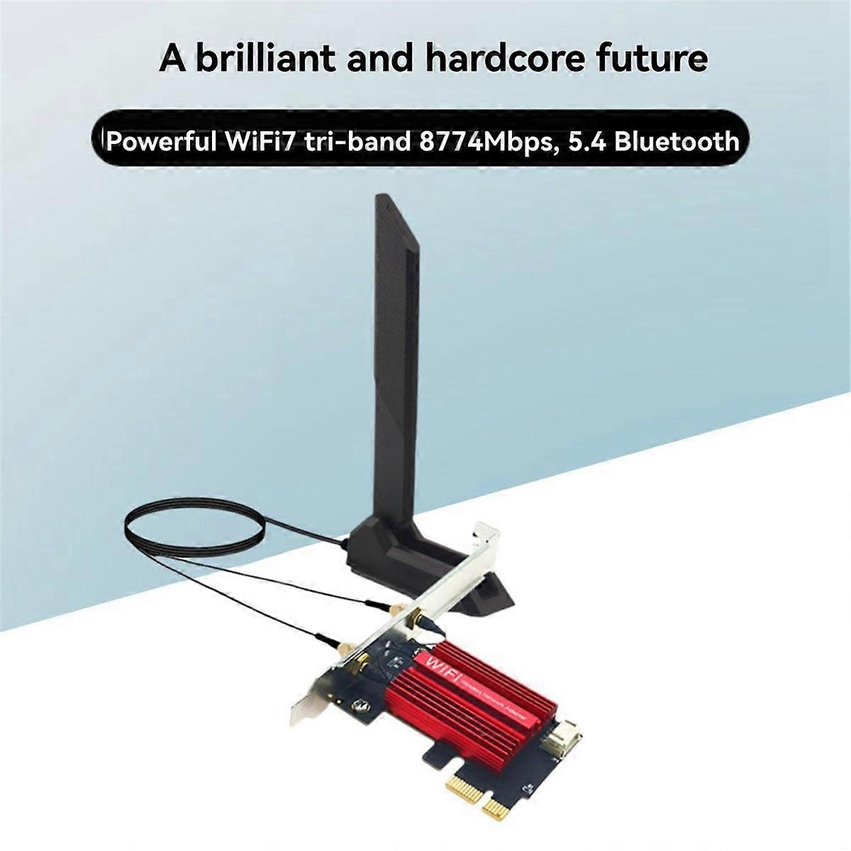 MT7927 WiFi7 Card+12DB Antenna 2.4G/5G/6G Tri-Band 8774M MT7927