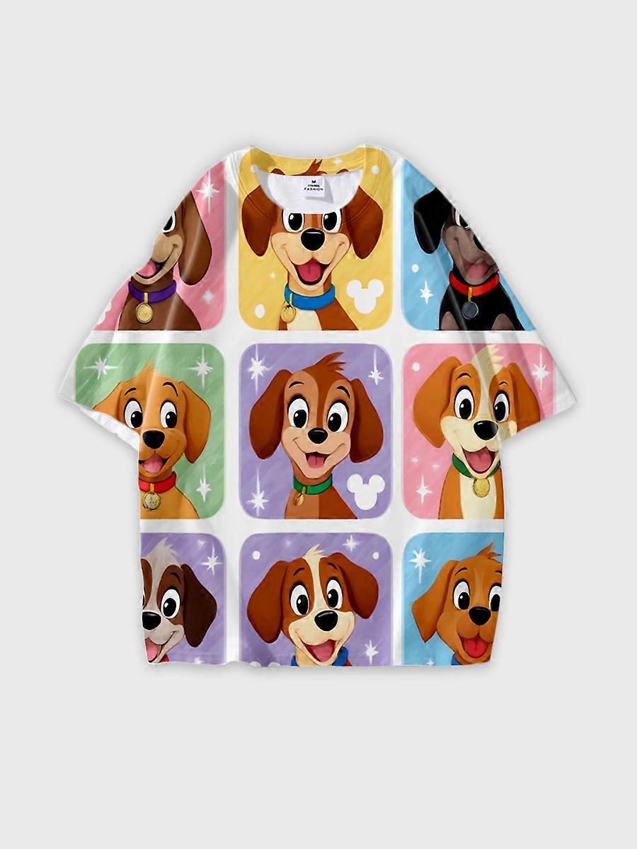 T-shirt round neck Pattern loose short sleeve N364