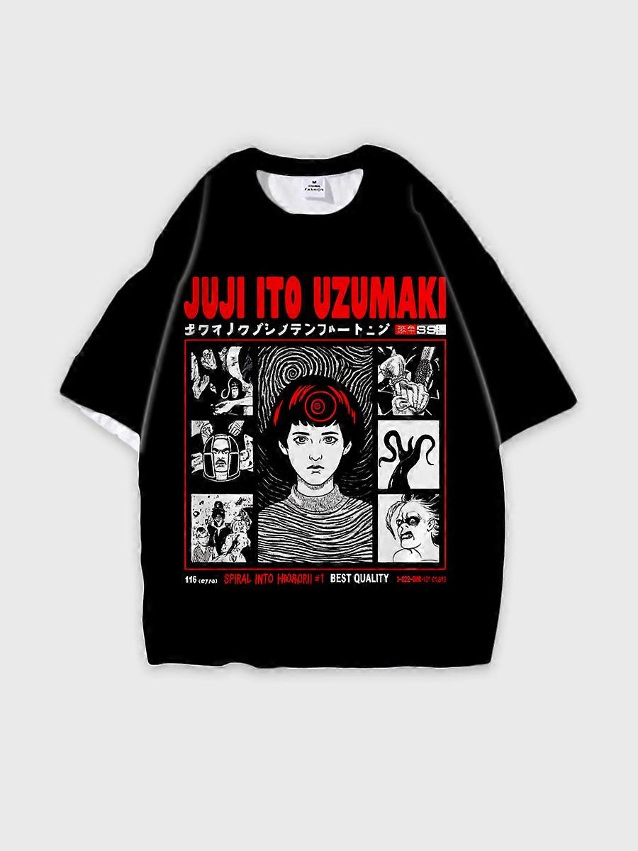 T-Shirt Rundhalsausschnitt Buch Characters Pattern locker kurzarm E2043