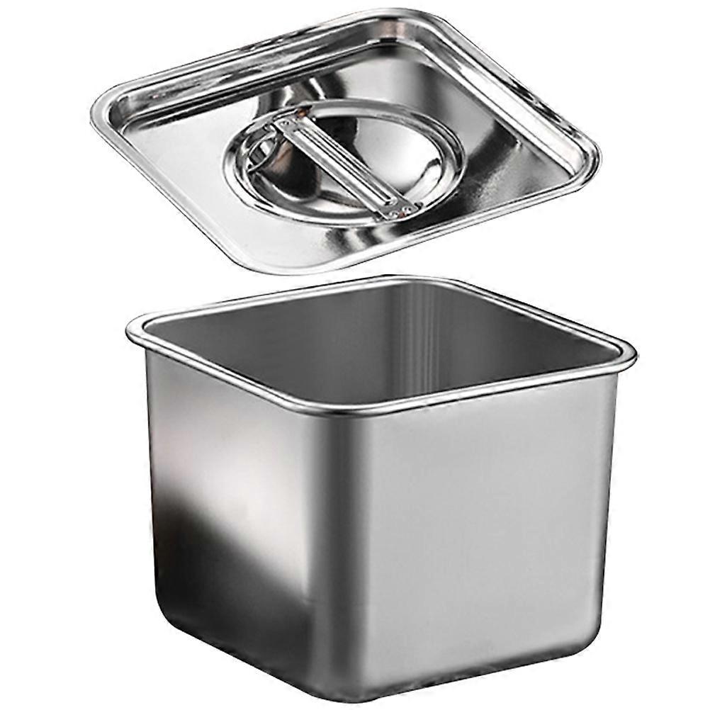 Stainless Steel Condiment Container with Lid for Home Silver Large Capacity Easy to Clean 5.5in