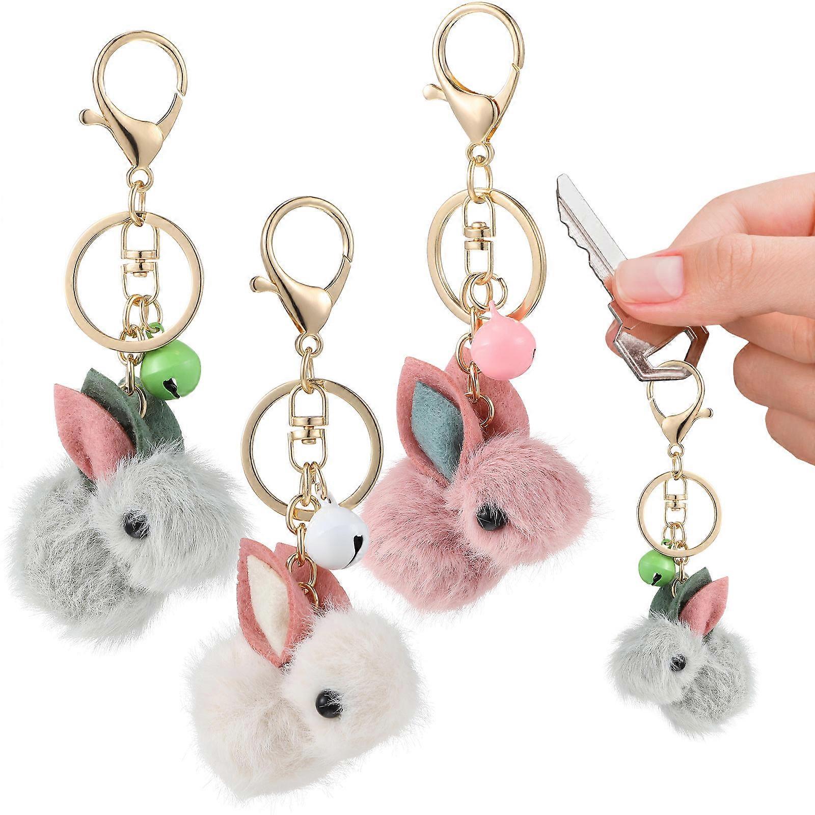 Creative Wool Felt Rabbit Keychains for Hanging Ornaments 3Pcs Set