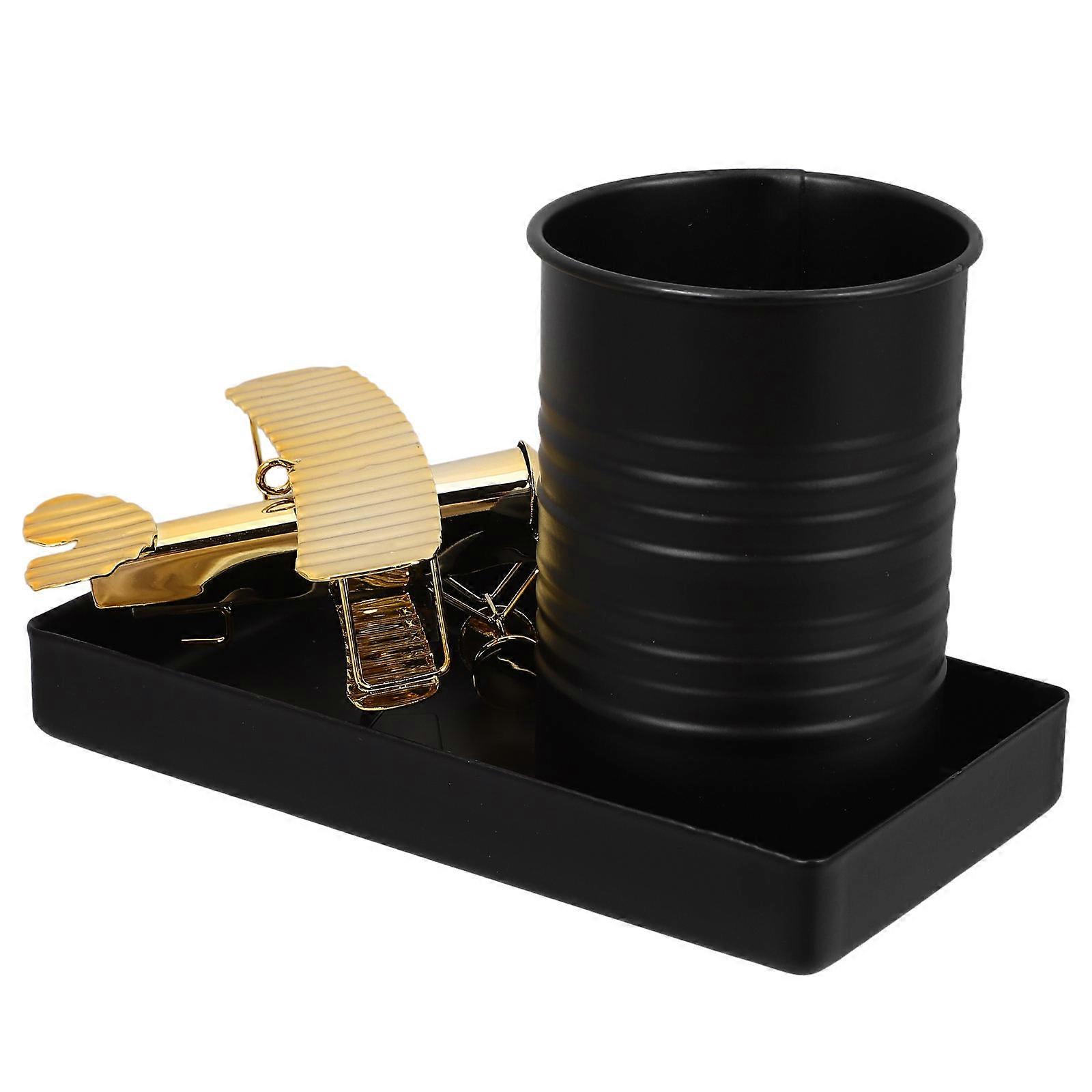 منظم سطح المكتب معدني طائرة نموذج حامل قلم تصميم ريترو ذهبي 14.50X9.00X7.50 سم تخزين القلم 1 مجموعة