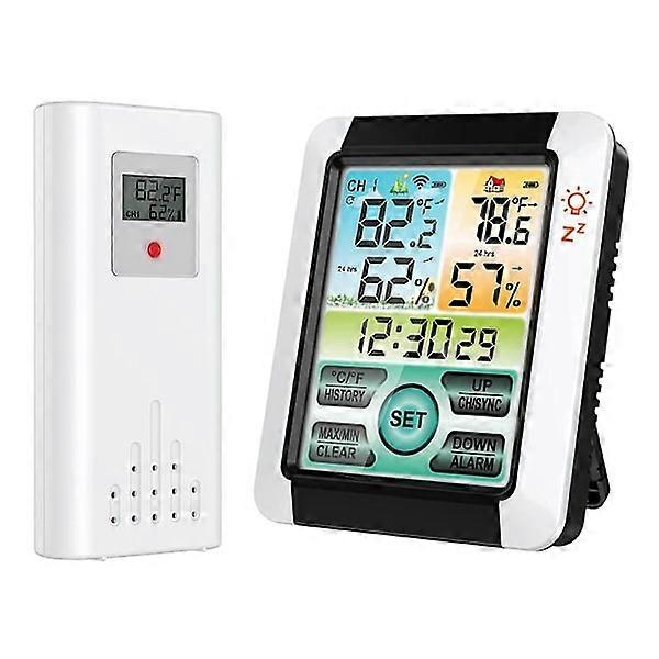 Digital Indoor and Outdoor Thermometer Hygrometer Temperature Meter with Time, Temperature and Humidity Sensor