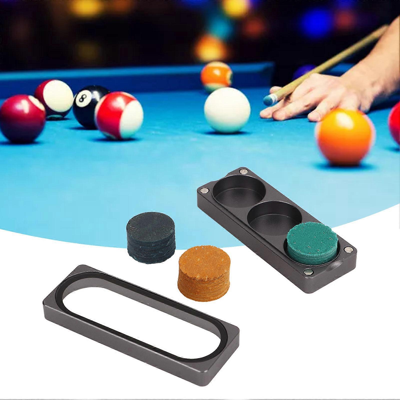 3PCS Pool Cue Tips Replacement Billiard Stick Cue Tip with 3 Hole Gray Rectangular Storage Box for Snooker Sports 