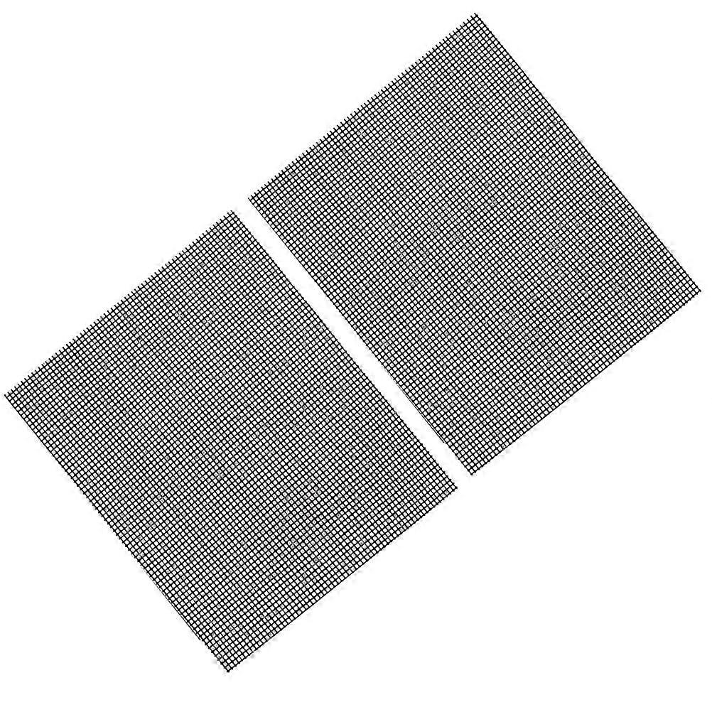 BBQ Mesh Grill Mats 2Pcs Non-stick Cooking Tools For Home Cooks And Tear-resistant Black Rectangular