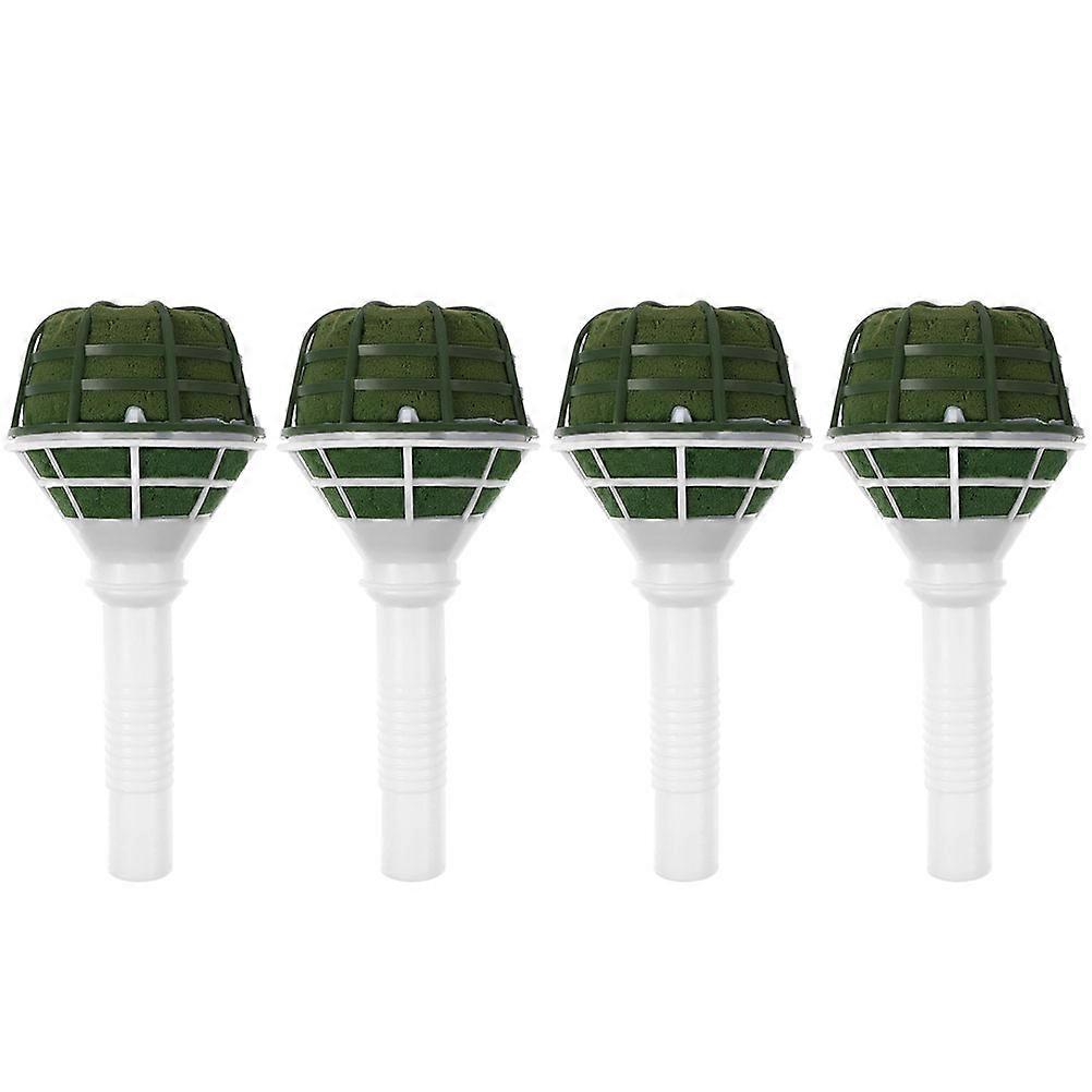 Flower Bouquet Holder Stand 4Pcs Round Shape Wedding Decor For Bridal Bouquet Green Design
