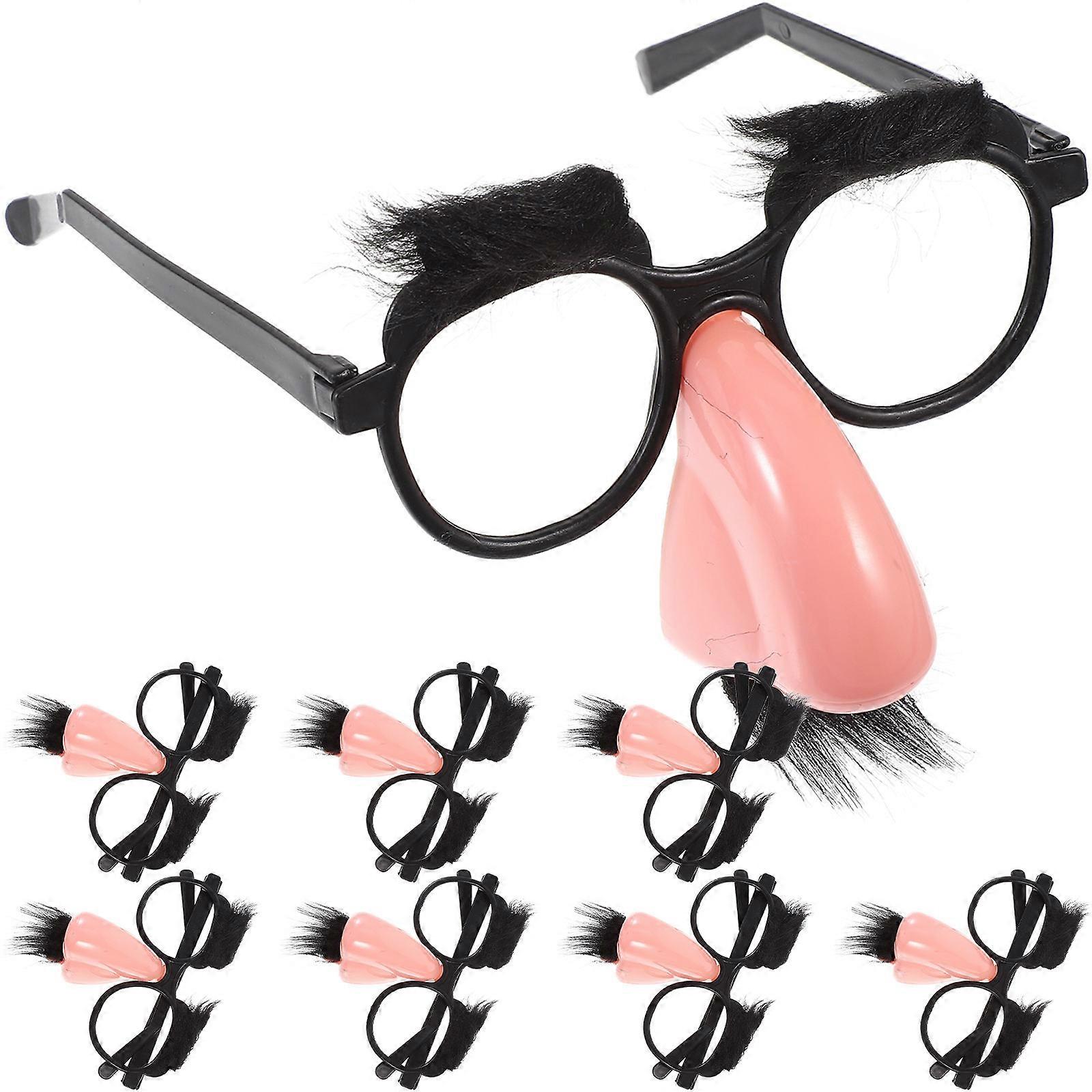 Festival Costume Accessory Funny Glasses With Mustache And Nose For Adults Assorted Color 8Pcs