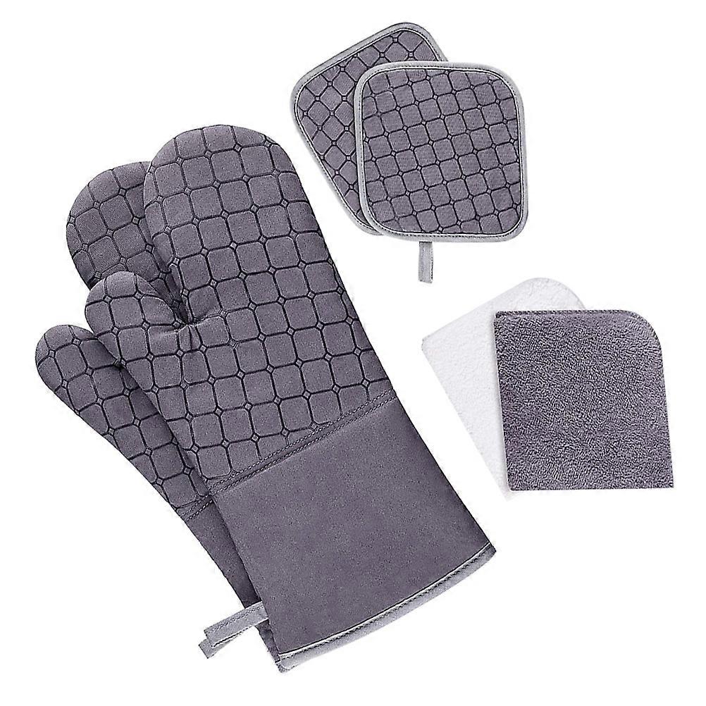 High Heat Resistant Kitchen Mittens For Home Users Designed For Safe Cooking In Grey Color 1 Set