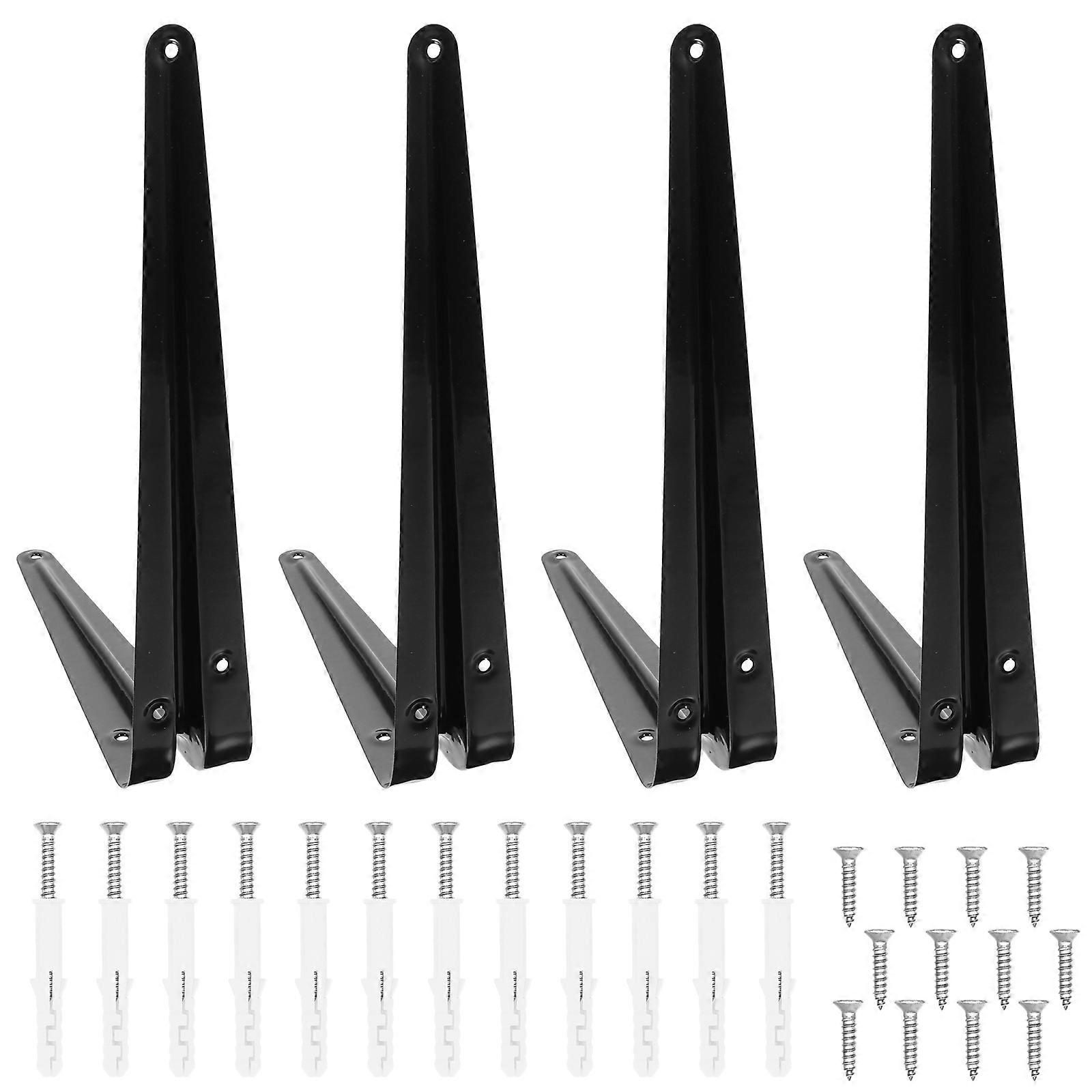 Sturdy Black Metal Shelf Brackets Support Shelves For Home Use 30X25CM Size 4 Sets