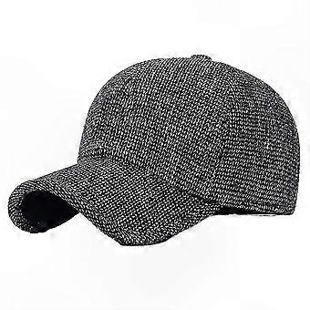 Mäns Vinter Varm Ullblandning Tweed Baseball Keps med spetsig skärm
