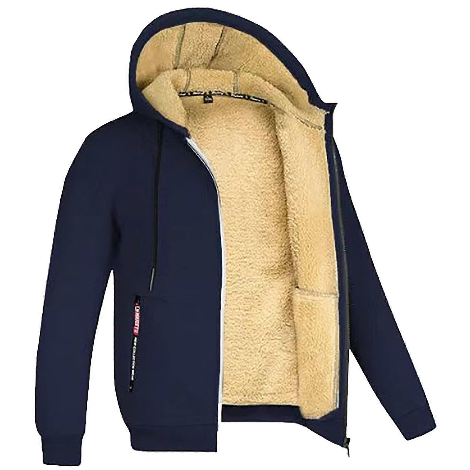 Men's Winter Jacket Thick Fleece Lined Parka Cotton Transition Coat Casual Outerwear Functional Softshell Quilted Fleece Sweatshirt A6BU2 L