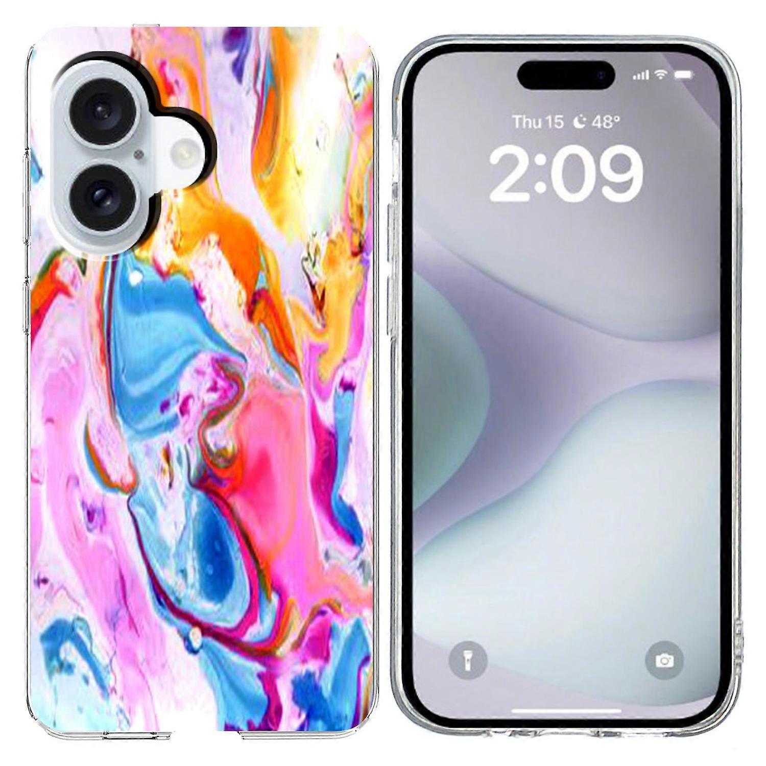 For iPhone 16 Case Marble Pattern Printing Soft TPU Phone Cover