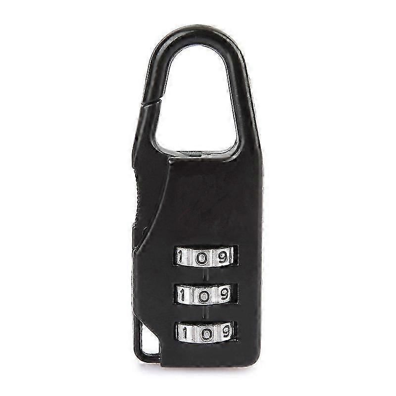 Black Mini Combination Padlock - 3 Dial Number Code Safe Lock for Security