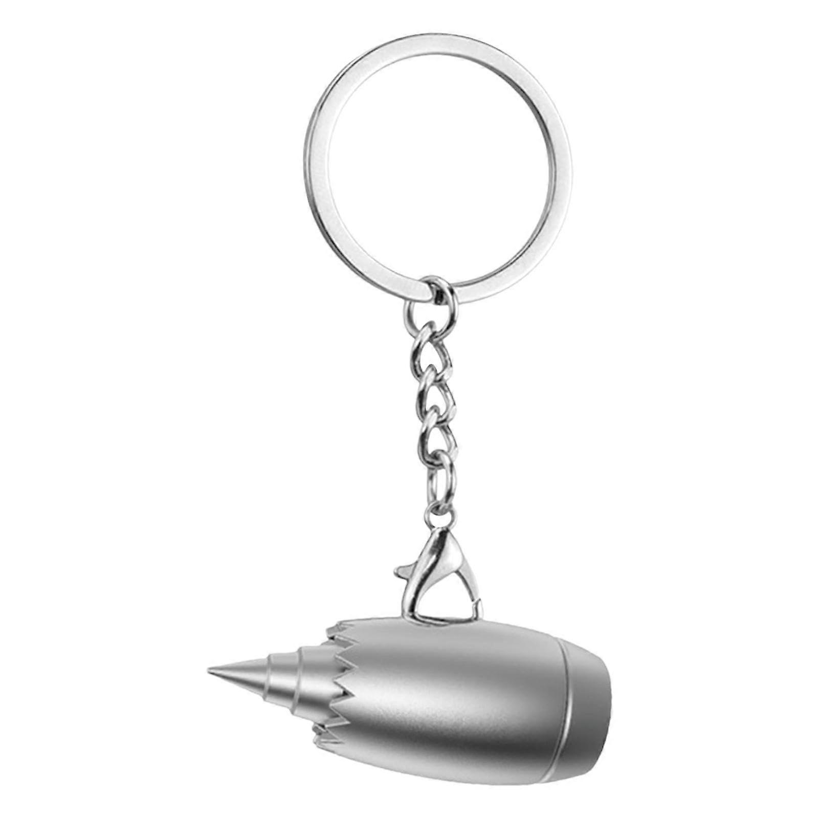 Airplane Peripheral Keychain, Metal Aircraft Engine Pendant, Accessories Keychain for Aviation Enthusiasts, silver