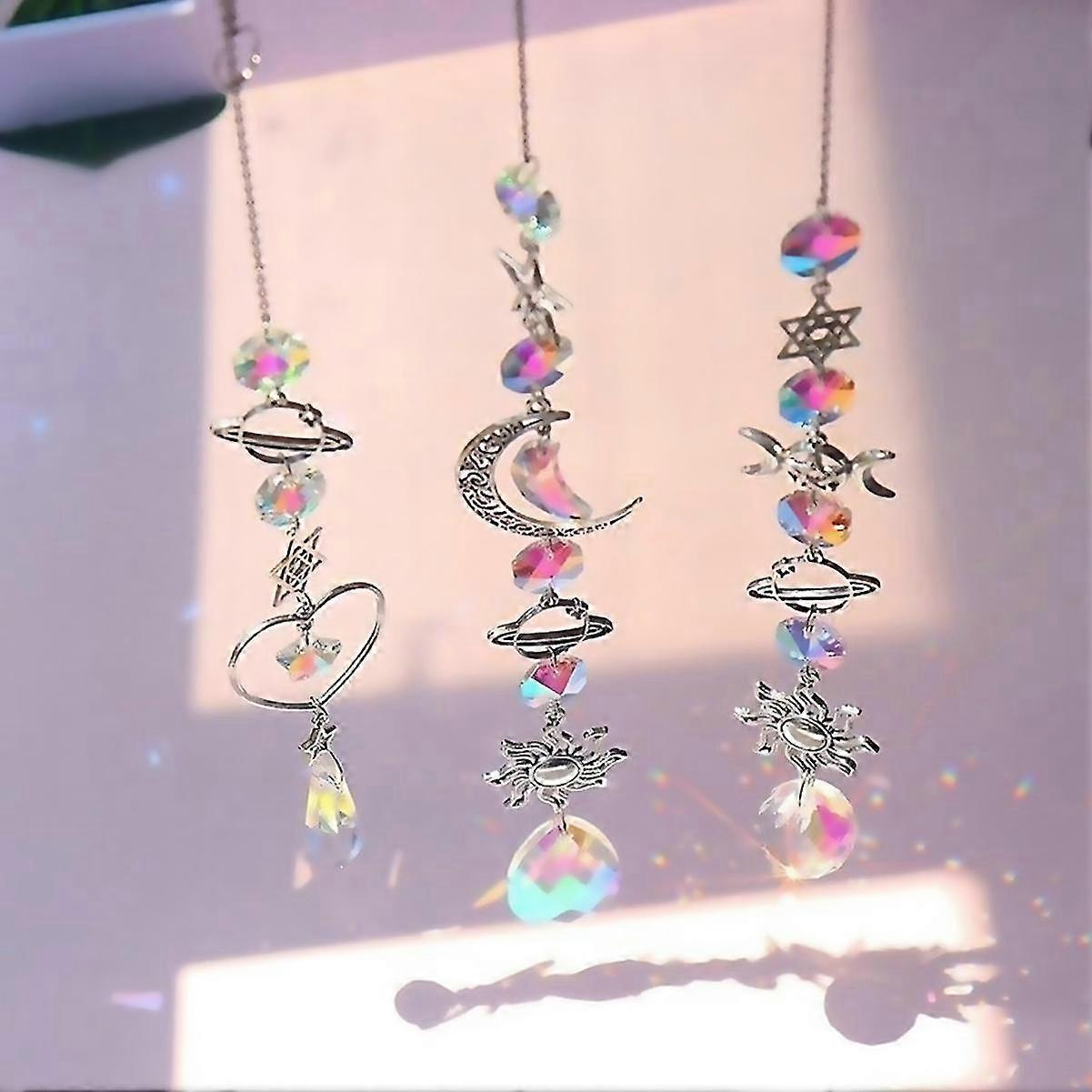 For A Crystal Wind Chime Sun Catcher Diamond Prisms Pendant