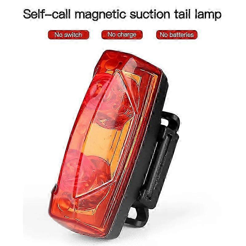 Self-Powered Bike Tail Light - Magnetic Induction, Waterproof, No Battery Needed, 53x19x32mm, High-Visibility LED Safety Lamp