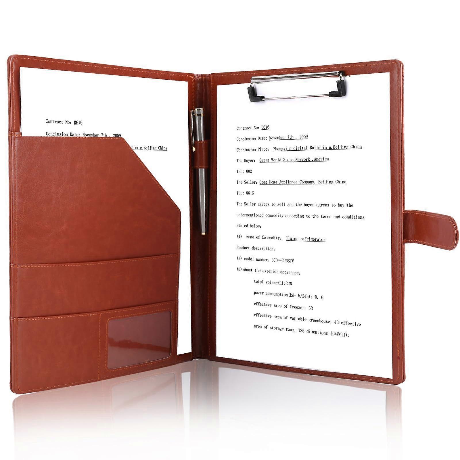 Padfolio Portfolio Folder Binder Faux Leather Cover for A4 Notepad Holder, Business Portfolio, Brown