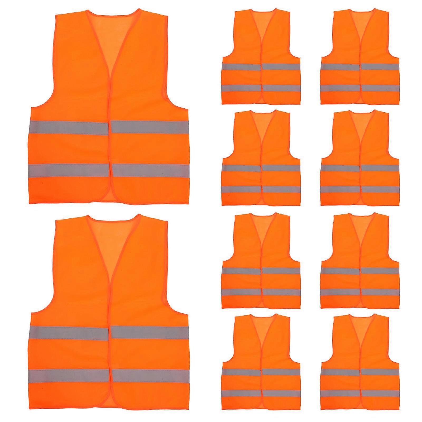 Safety Traffic Vest Adjustable Sizing Dimly Lit Areas Comfortable Fit 10Set