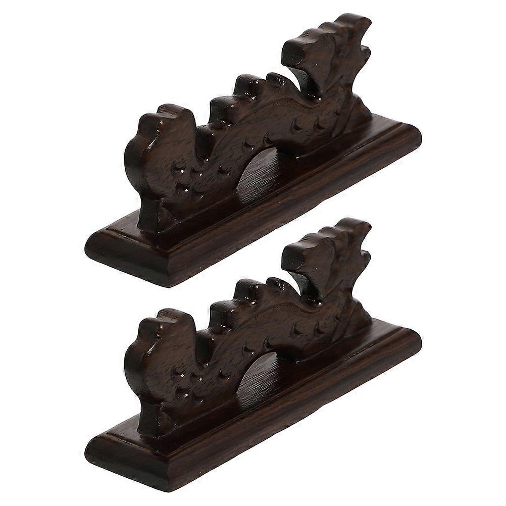 Dragon Shape Pen Rest For Family And Co-workers In Dark Red Wood Ideal For Organizational Purposes In Home 2Pcs