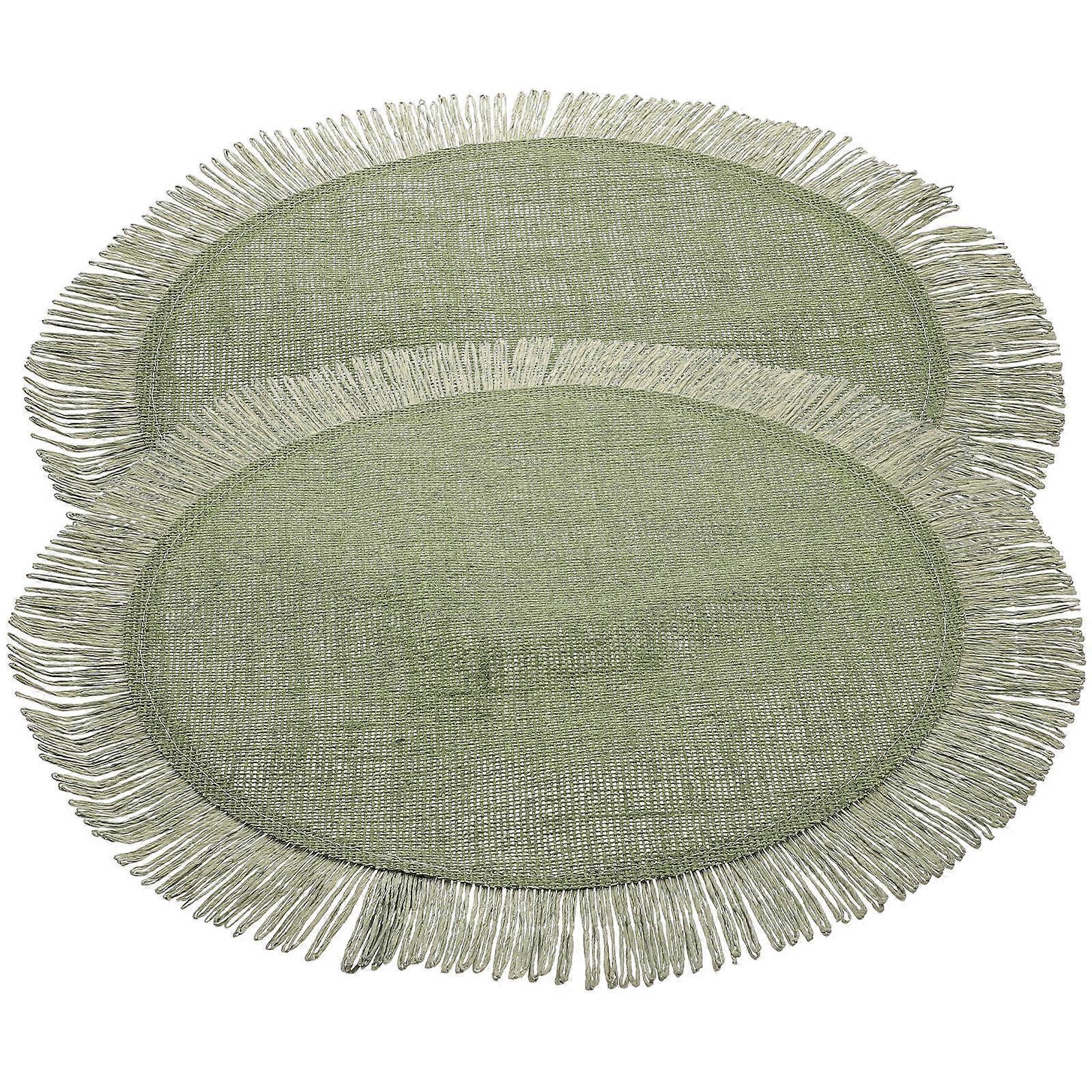 Bohemian Style Round Place Mats For Dining Table 15.72X15.72IN Heat Insulation 2Pcs