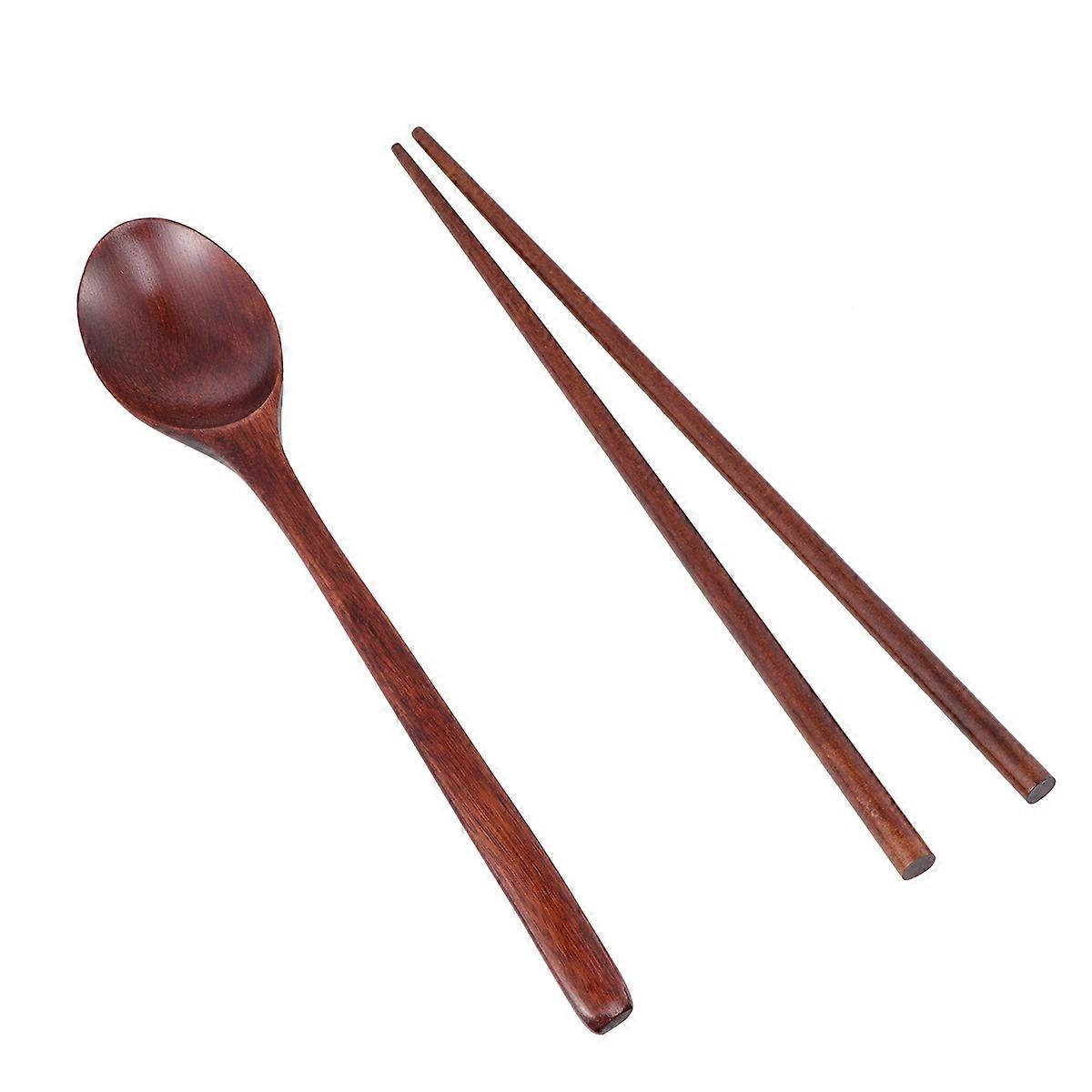 Coffee Wooden Chopstick Spoon Set Handmade for Kitchen Use and Outdoor Activities 1 Set