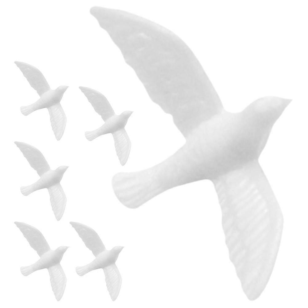 Miniature White Birds Figurines Dollhouse Accessories Tiny Dove Shape Decoration For Indoor Display 6 Pcs