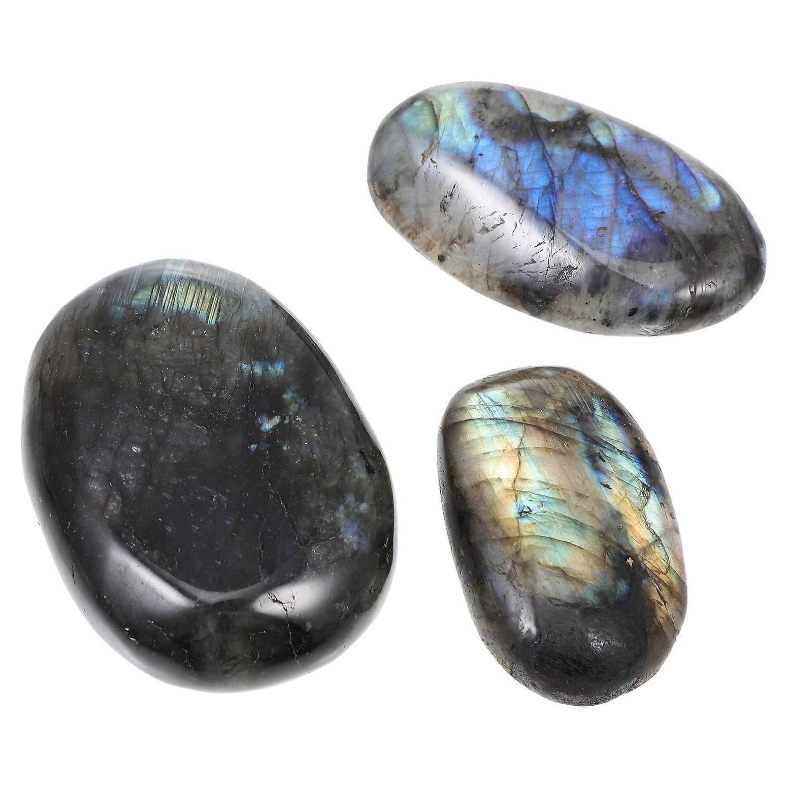Natural Stone Crystal Adornment Set 3pcs Moonstone Handhelds for Meditation, Home Decor & DIY Crafts