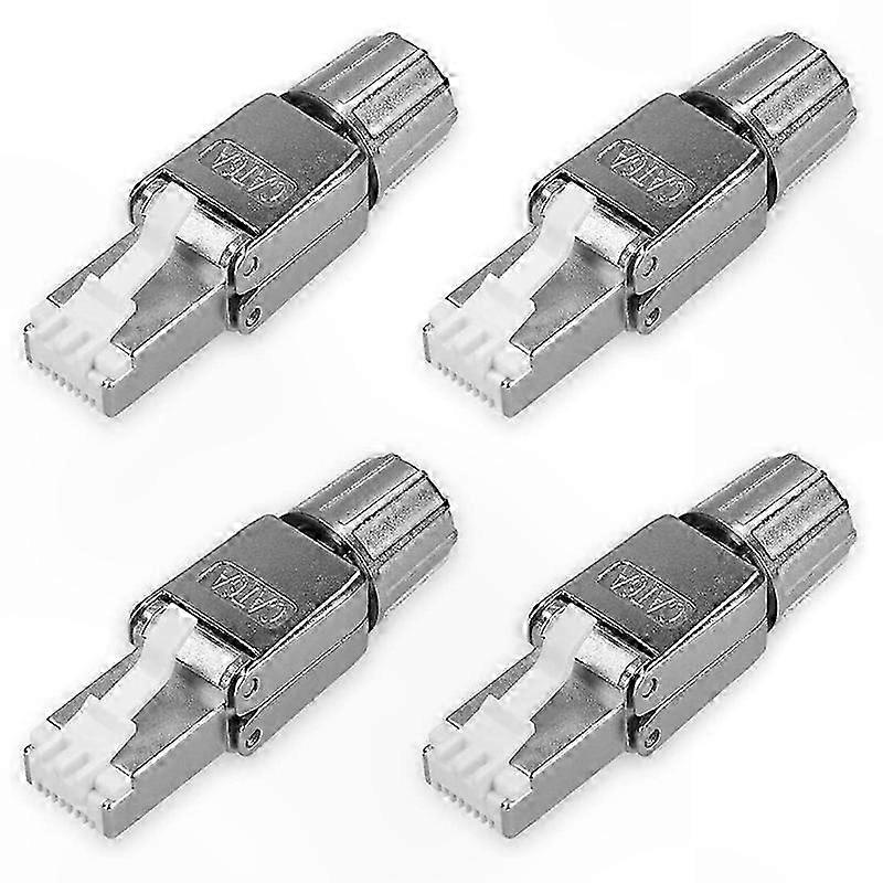Cat6A Shielded Ethernet Connectors - 4-Pack RJ45 Network Cable Connectors for High-Speed Internet Connection