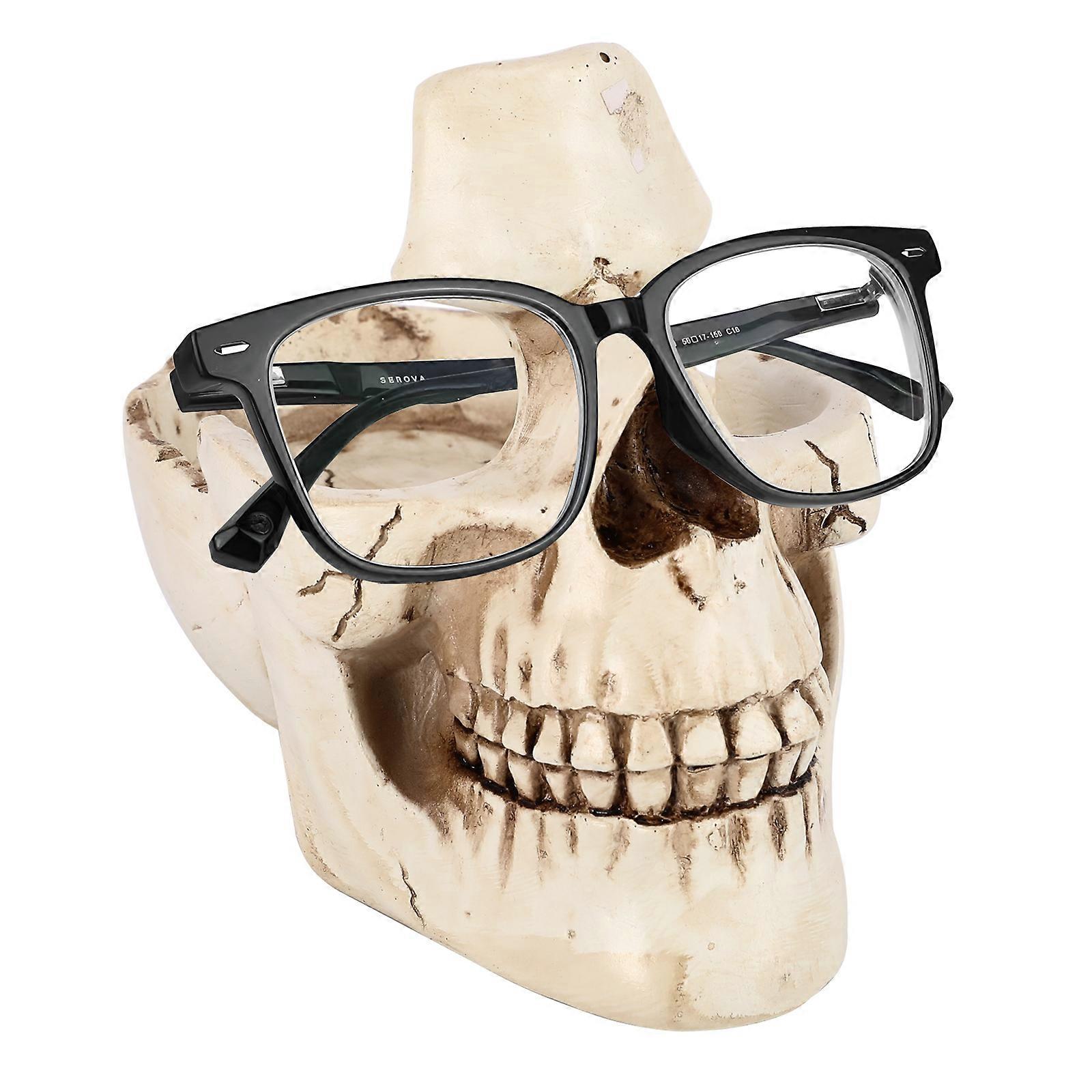 Skull Glasses Stand Coin Key Storage Box White