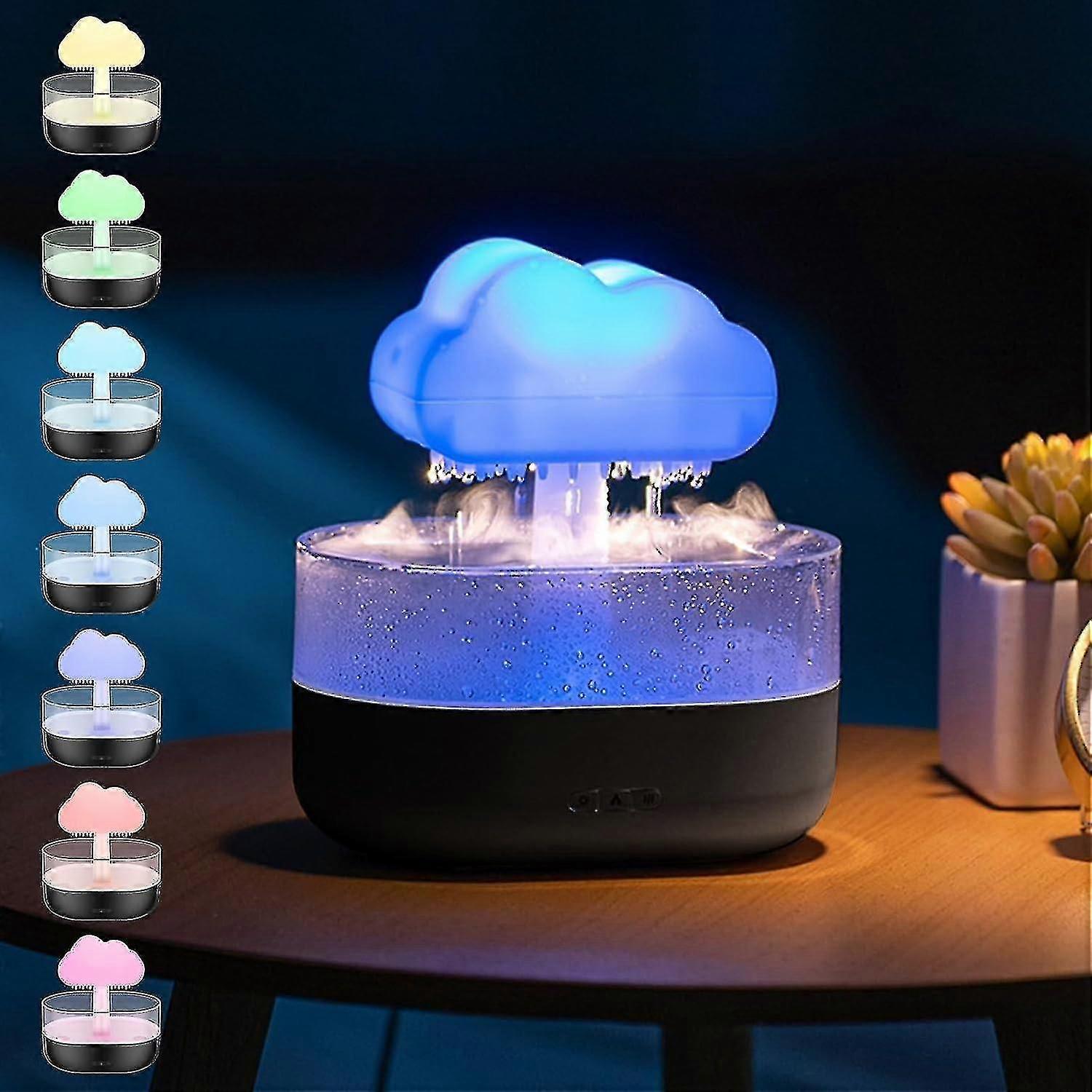 Rain Cloud Humidifier Water Drip 200ml, Led Cloud Rain Aromatherapy Essential Oil Diffuser Night Light 7 Color Relax Bedside Light
