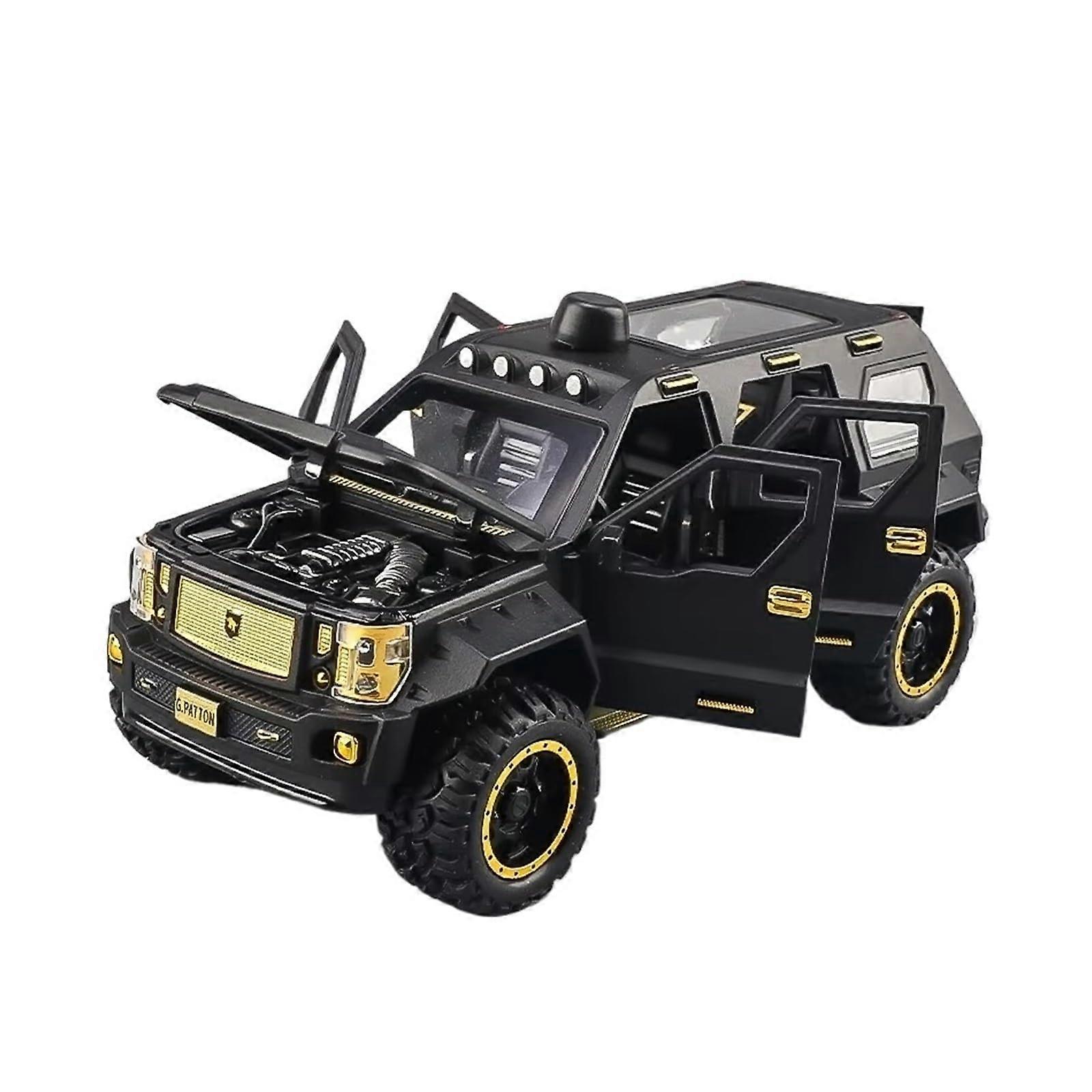 1:24 For SUVs, Alloy, Diecast, Model Car, Sound and Light, Collectibles, Toys, Gift (Matte Black, with Box) With box Matte Black