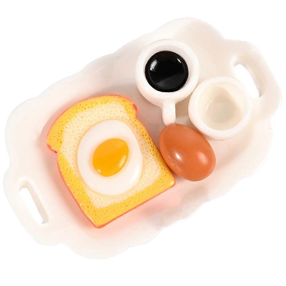 Lifelike Breakfast Food Models Mini House Decorations Indoor Display White Resin Function 1Set