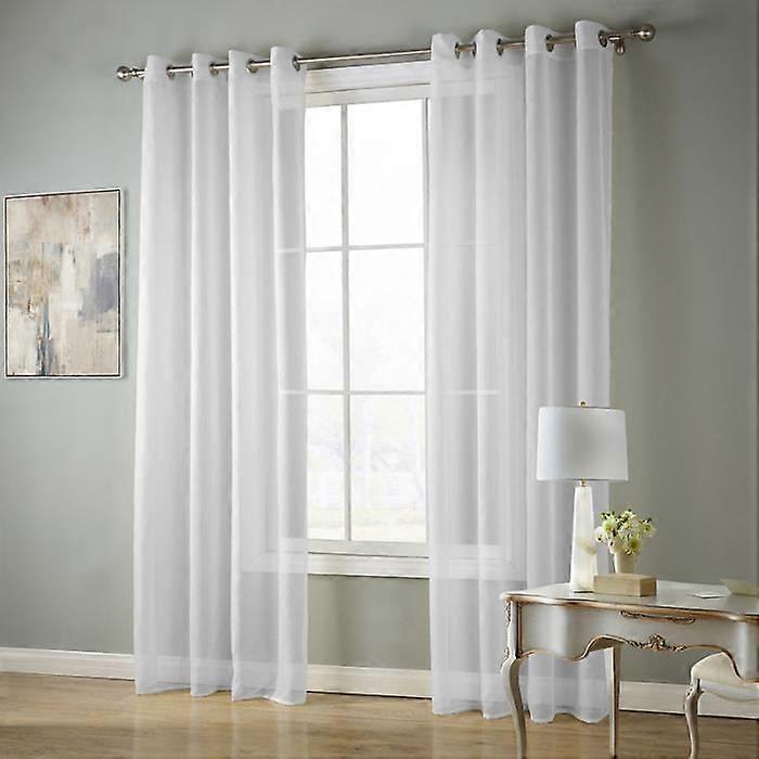 JRING Set of 2 Sheer Curtains with Eyelets - Transparent - White - 140 x 240 cm