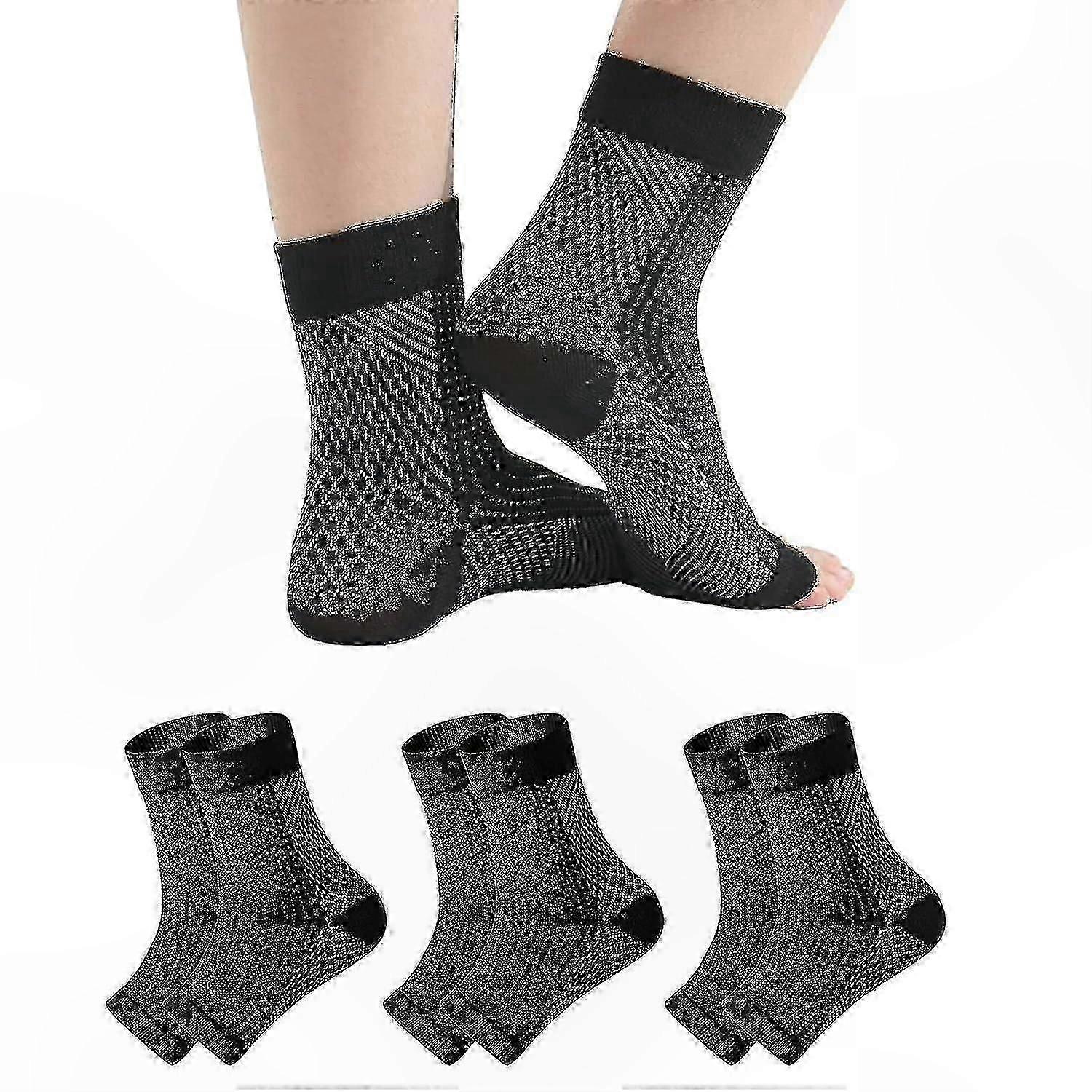 Compression Socks for Pain Relief, 3 Pairs for Neuropathy Tendonitis Plantar Fasciitis Support