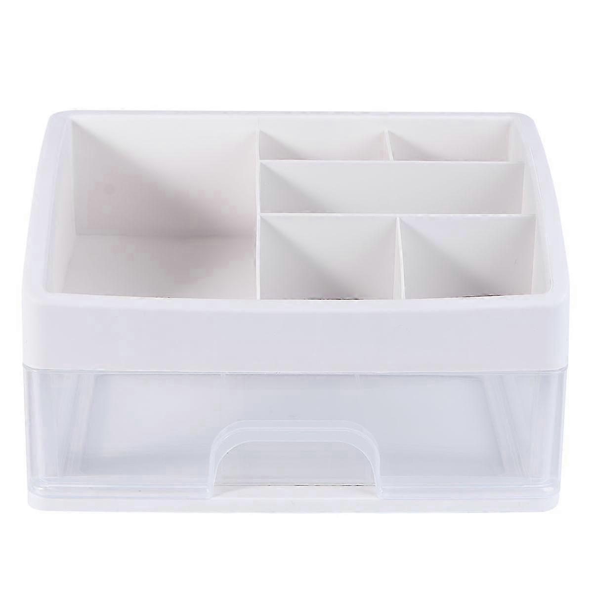 Makeup Organizer Drawer Box for Cosmetics - White Storage Box 23.3x17cm with Compartments