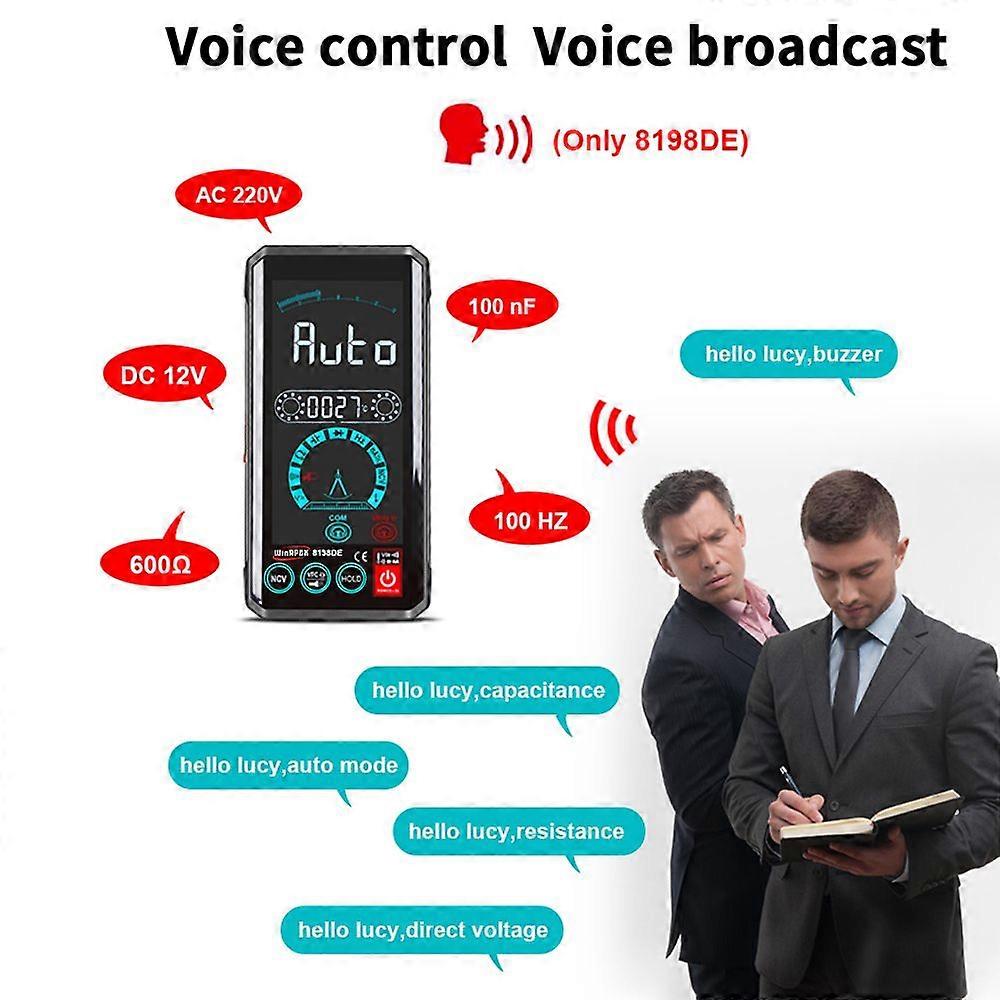 WinAPEX Portable Multimeter Intelligent Voice Control Broadcast 4.4 Inch Touching Screen Multimeter TRMS Voltage Current Resistance Diode Capacitance 