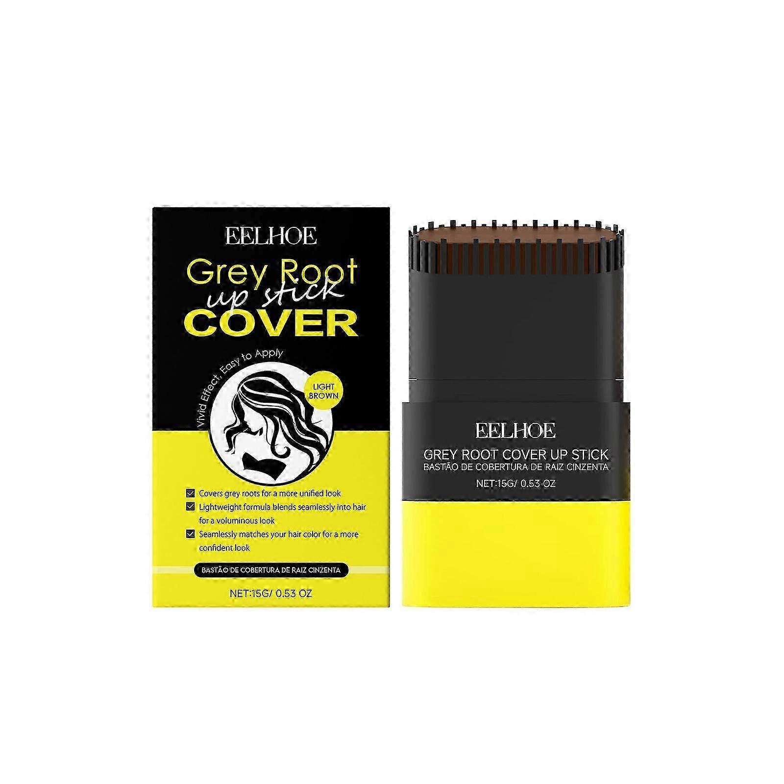 Bastão de modificação de raiz de cabelo castanho claro EELHOE para cabeleireiro temporário, modificação natural do cabelo, raízes de cabelo nutritivas suaves e cuidados com os cabelos