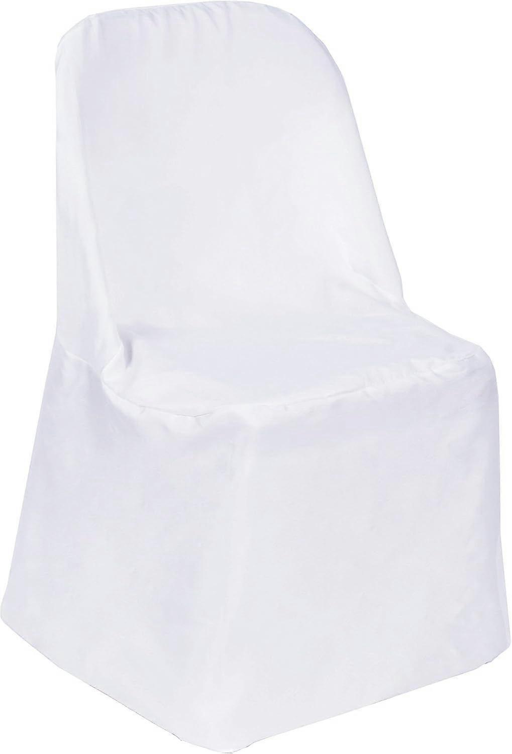 10 pcs White Polyester Folding Chair Covers Linens for Wedding Reception Party