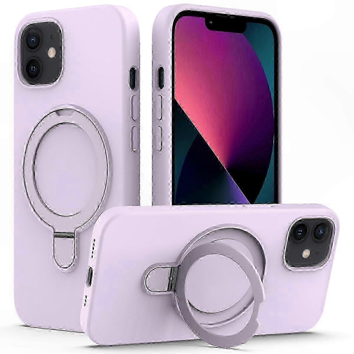 Magnetic Phone Case with Ring Stand for 11, Drop-Proof PC Silicone Cover