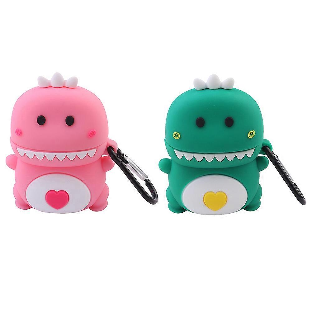 Protective Case for Earphones Dinosaur Earphone Storage Box Cover Drop Resistance 3.14x2.36x1.41 Inch 2Pcs